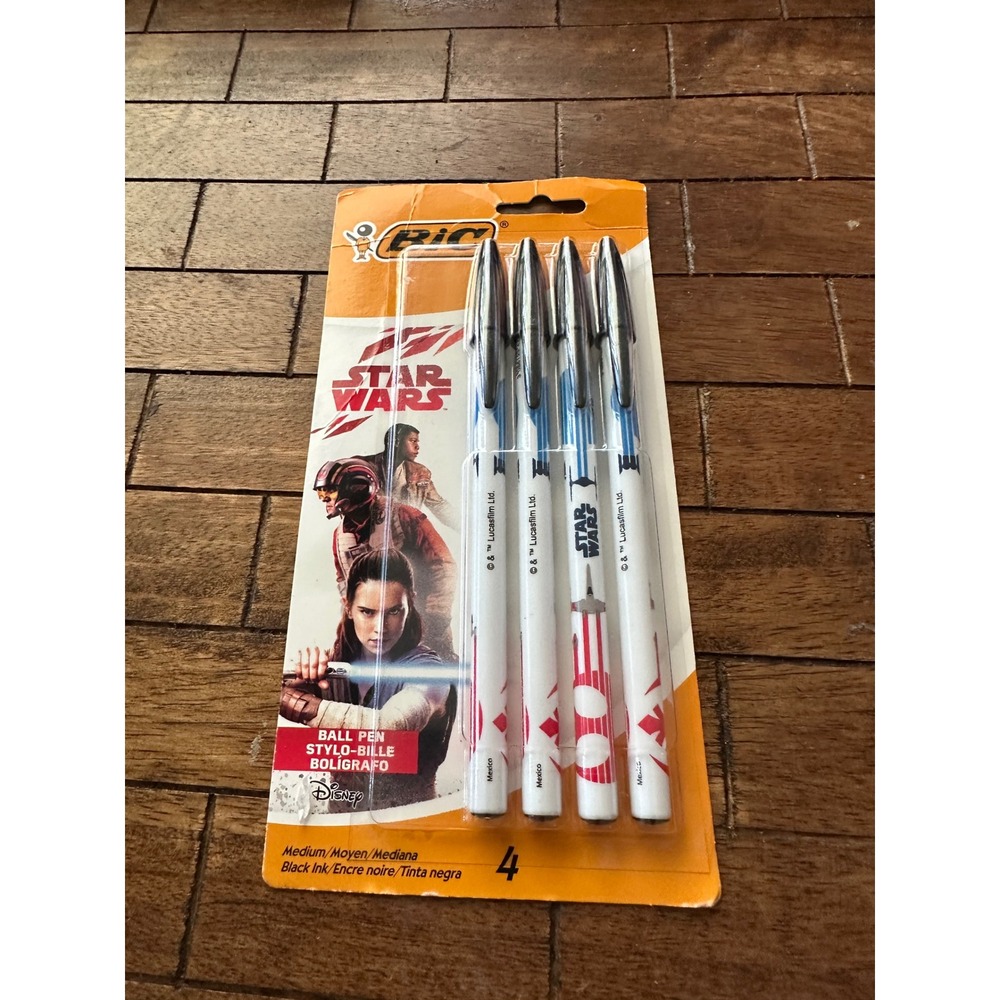 Bic Star Wars Ballpoint Pens 4 Pack‎ Black Ink Medium Point MSSWP41 New 2018